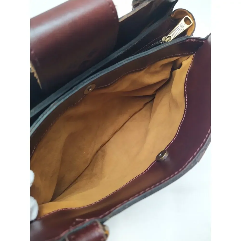 Patricia Nash Multicolor Leather Double Handles Satchel Shoulder Bag
